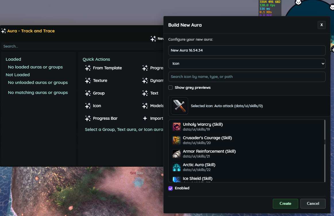 Aura addon interface for building a custom tracker